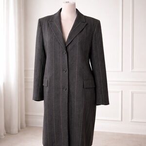 Jil Sander Vintage Pinstripe Wool Long Coat - Germany - Size 42 US 10